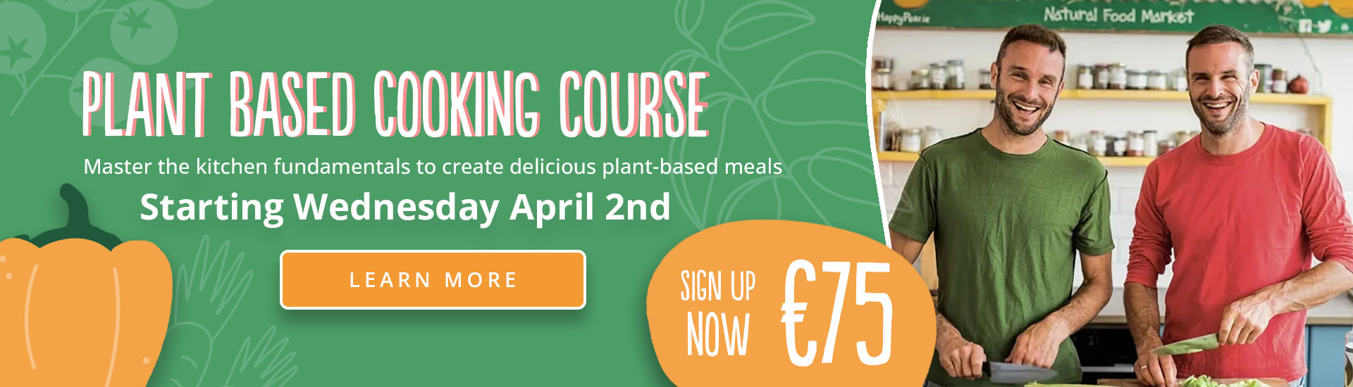 join the plant based cooking course starting april 2nd only 75 euro