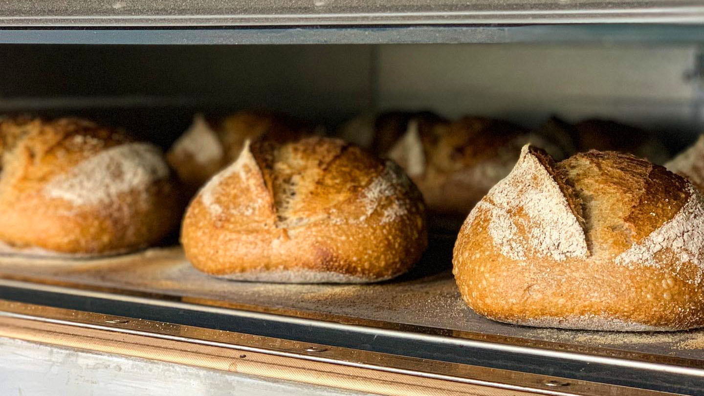 image of sourdough bread in the oven