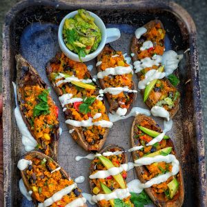 An image of Mexican stuffed sweet potato skins