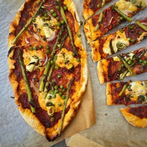 An image of Quick Turkish pizza/ Pide with summer veg