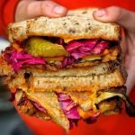 An image of Charred courgette Reuben sandwich