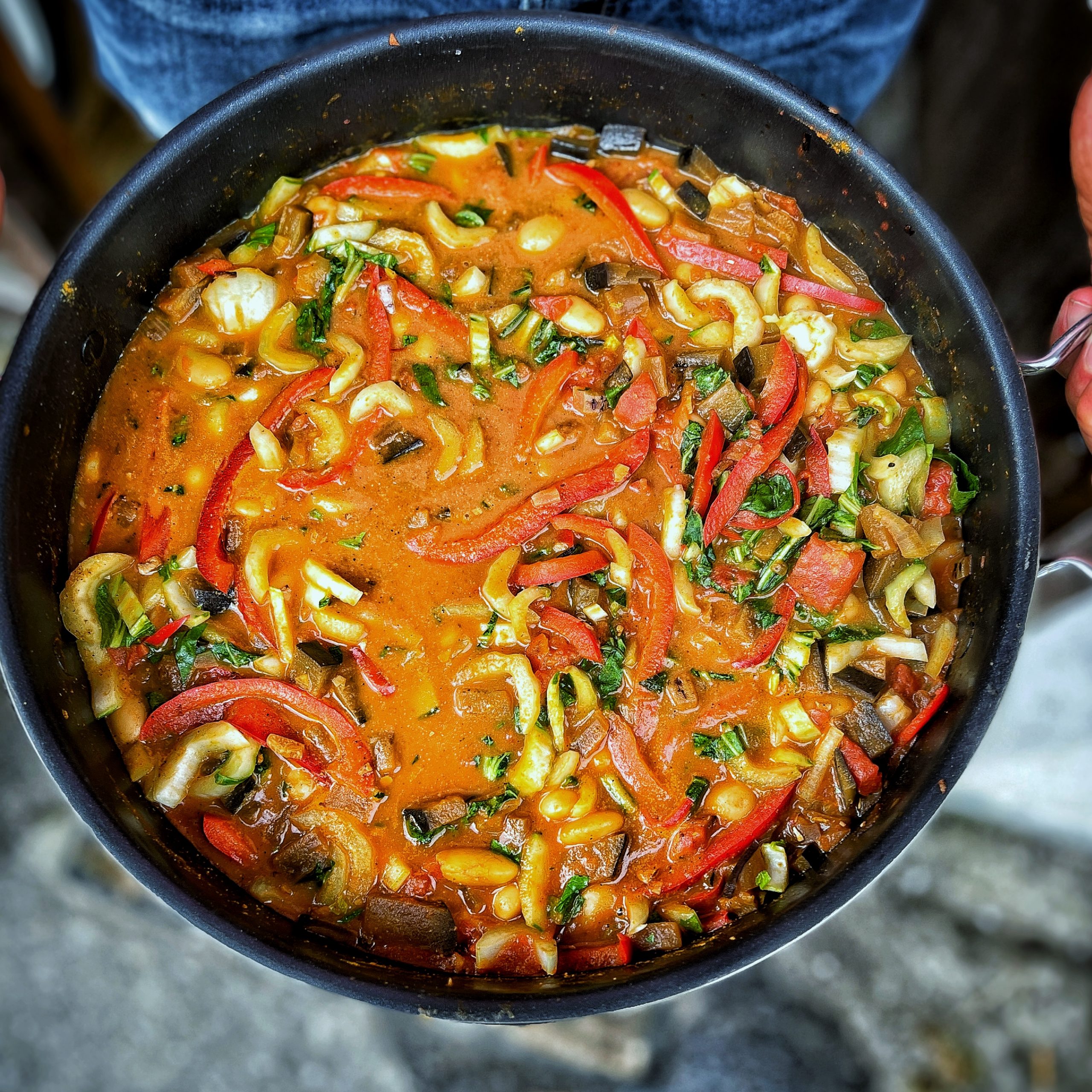 An image of Braised Aubergine and butterbean curry