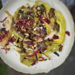 An image of Burnt leek Spaghetti and Miso Salsa