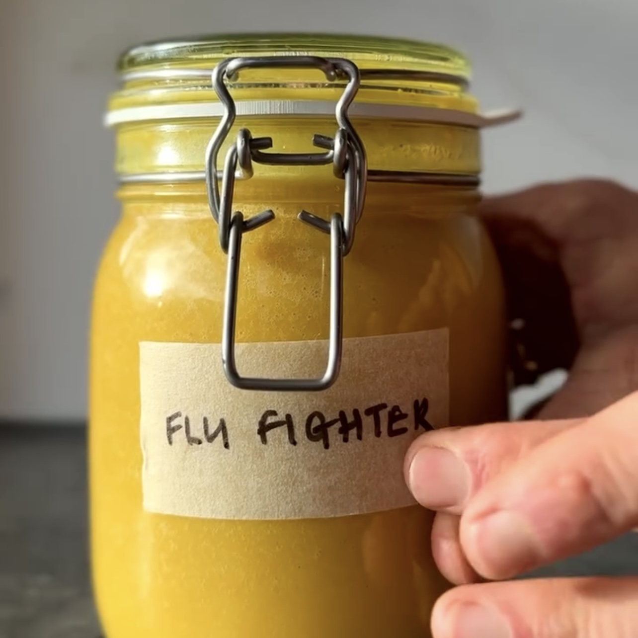 a photo of a jar of Golden immunity Shots