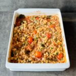 a photo of One Pan Orzo Chickpea Bake