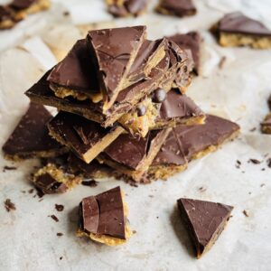 An image of pieces of Healthier Cookie Dough Bark