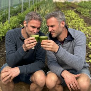 a photo of dave and steve enjoying Nourishing Greens Juice