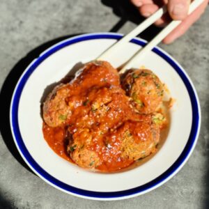 a photo of a bowl of Gochujang-Inspired Tofu Meatballs