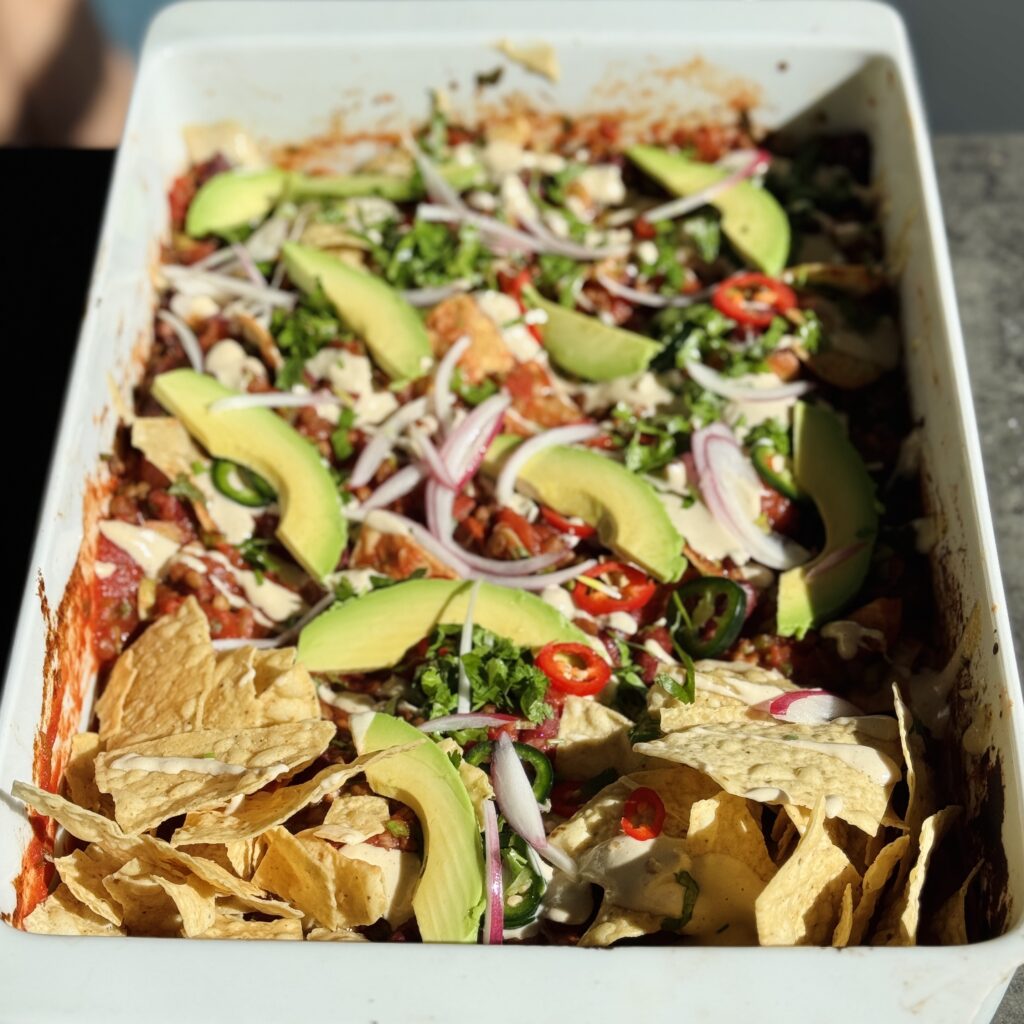 a photo of a dish of One-Pan Easy Mexican Nachos