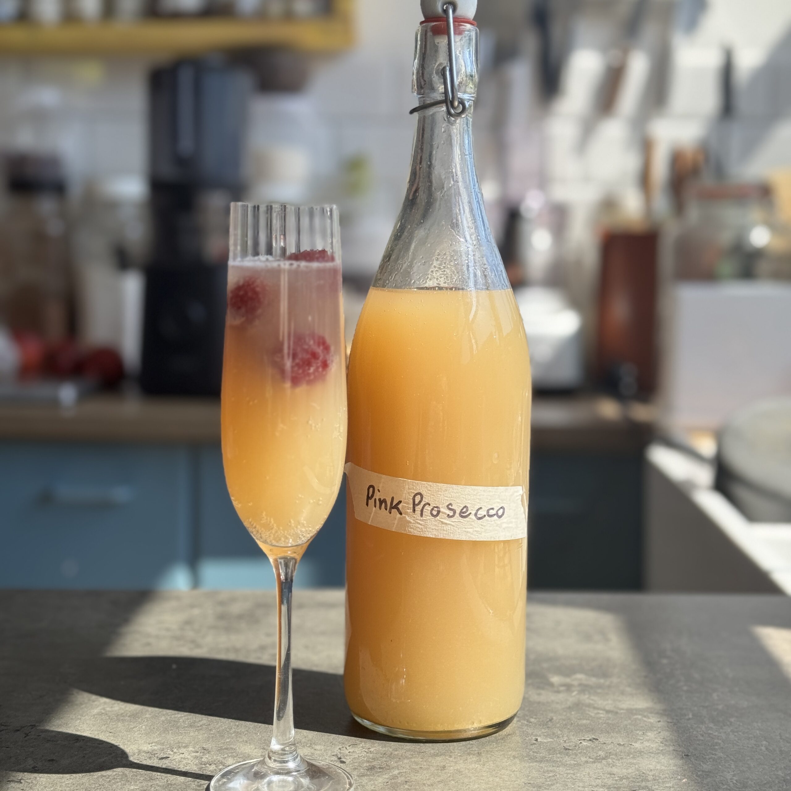a photo of “Pink Prosecco” Wild Rhubarb Spritz