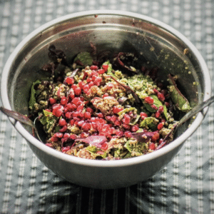 a photo of a bowl of Green Couscous Salad ft Lovely Basil Pesto