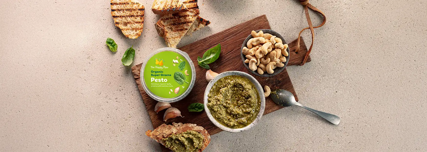 image of the happy pear organic super greens pesto