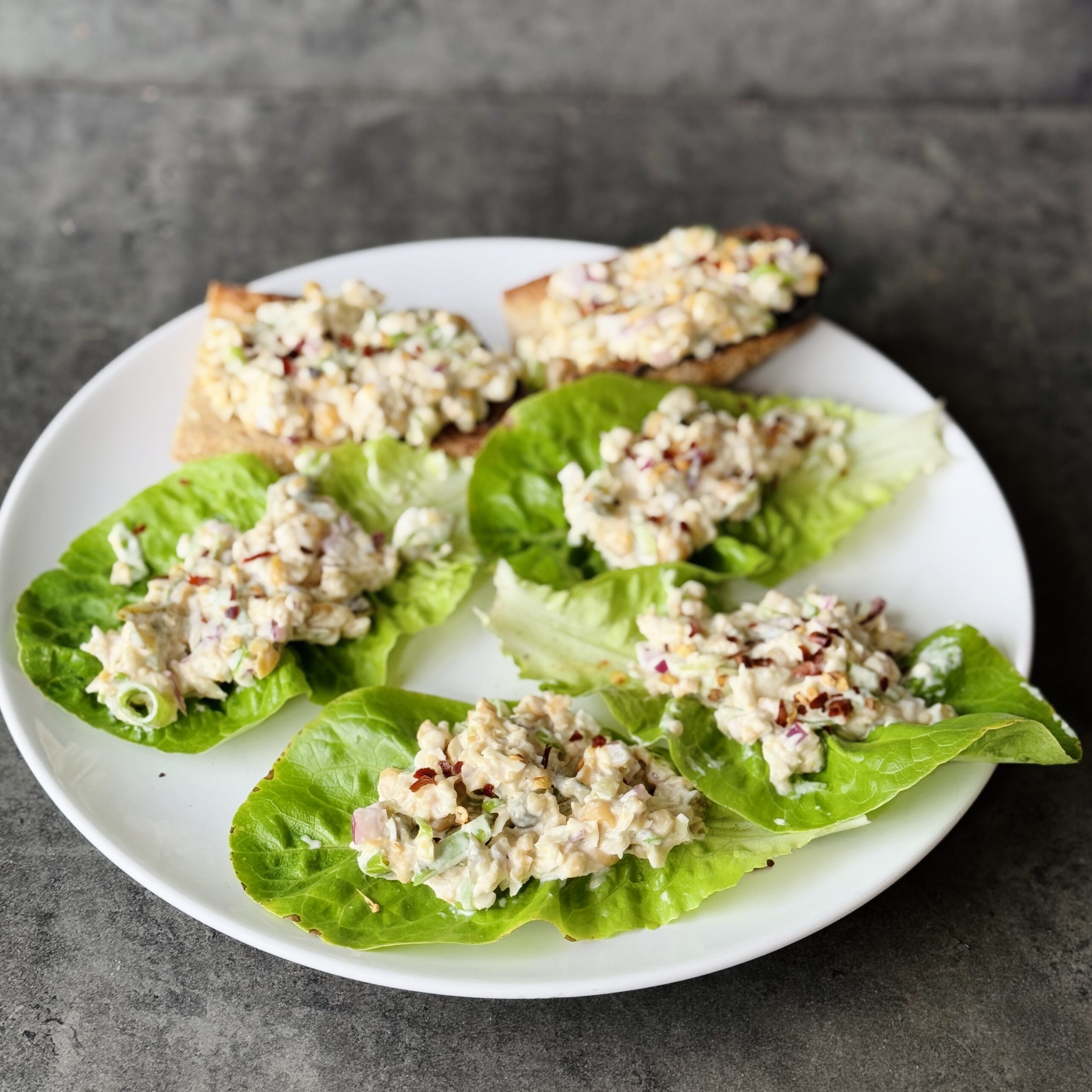 a photo of Chickpea "Tuna" Salad in Lettuce Cups