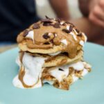 a photo of a stack of Banoffee Pancakes (Beach Edition)