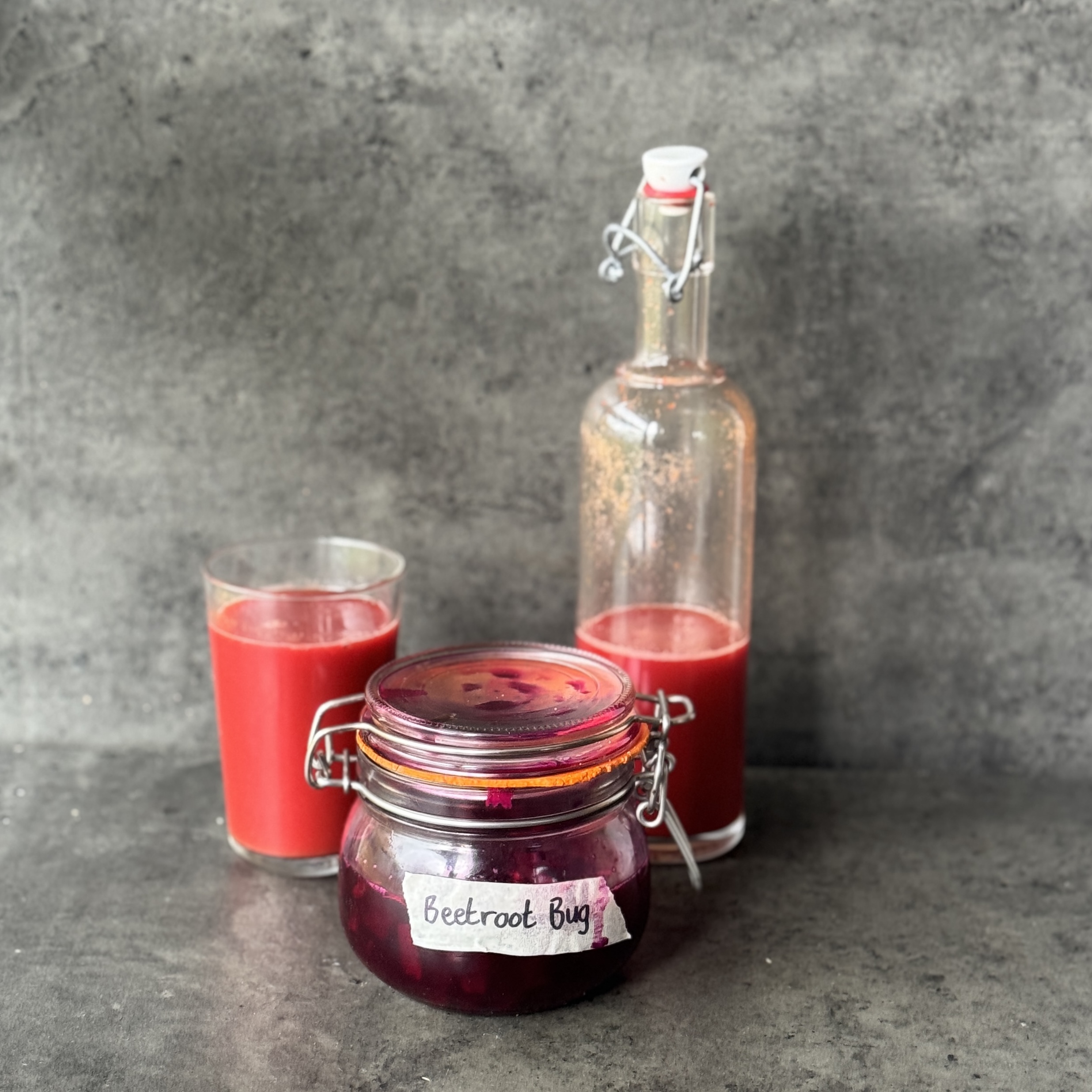 a photo of a Beetroot Bug (Fermented Soda Starter)