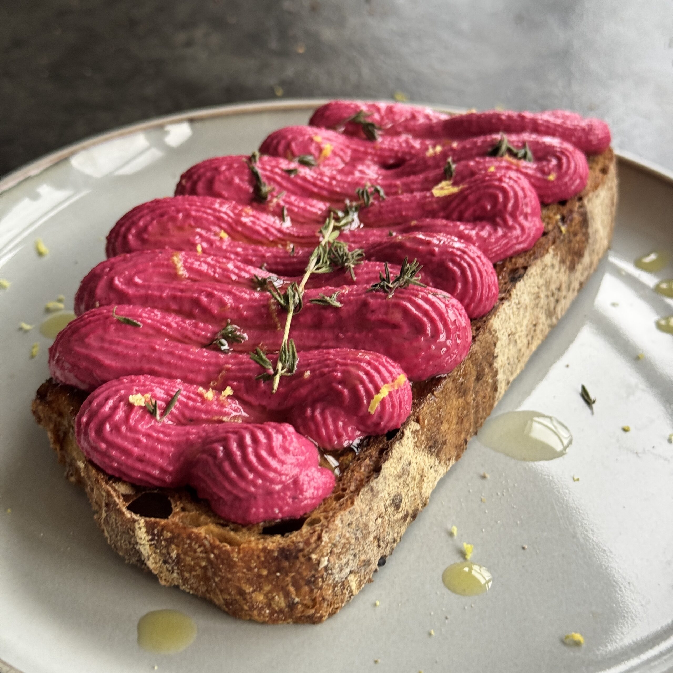 a photo of High-Protein Beet Cream ‘Cheese’