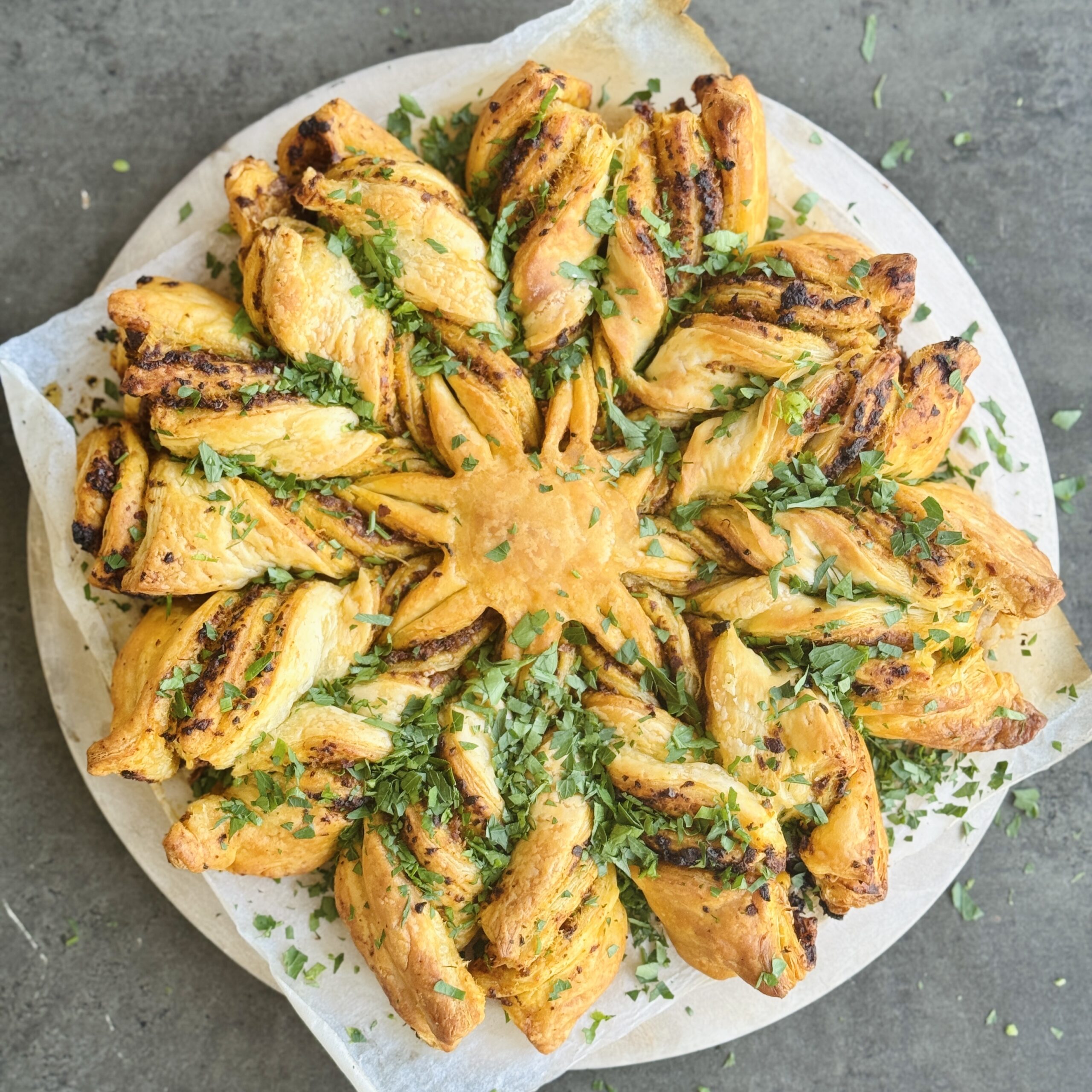 a photo of a Pesto Pastry Star with The Happy Pear Pesto