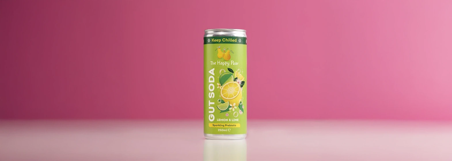 image of Happy Lemon & Lime Gut Soda Can (250 ml)