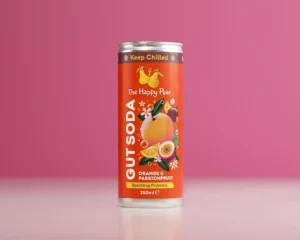 image of The Happy Pear Happy Orange & Passionfruit Gut Soda Can (250 ml)