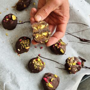 a photo of Chocolate Covered Figs with Pistachio