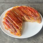 a photo of Upside-Down Rhubarb & Frangipane Cake