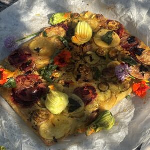 a photo of Scarpaccia with Courgettes, Potatoes & Beetroot